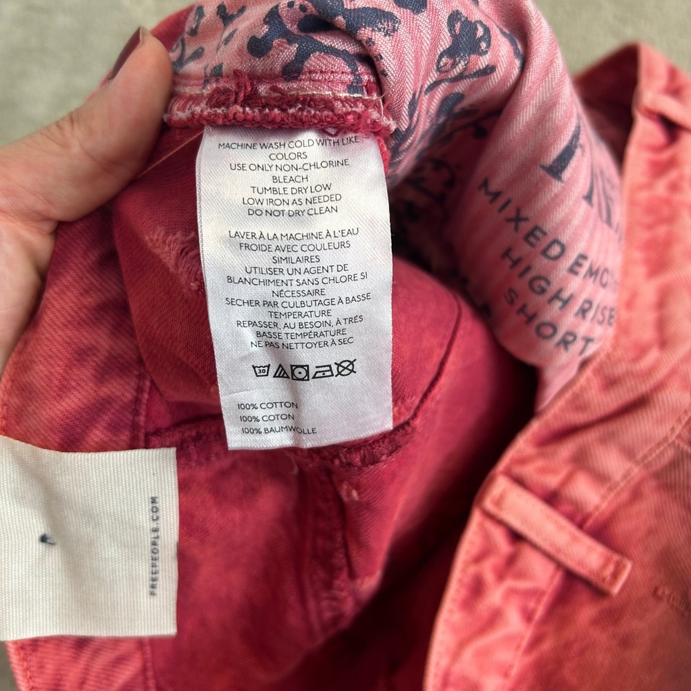 NWT Free People We The Free Mixed Emotions High Rise Denim Shorts Dragonfruit 32 - Picture 5 of 9